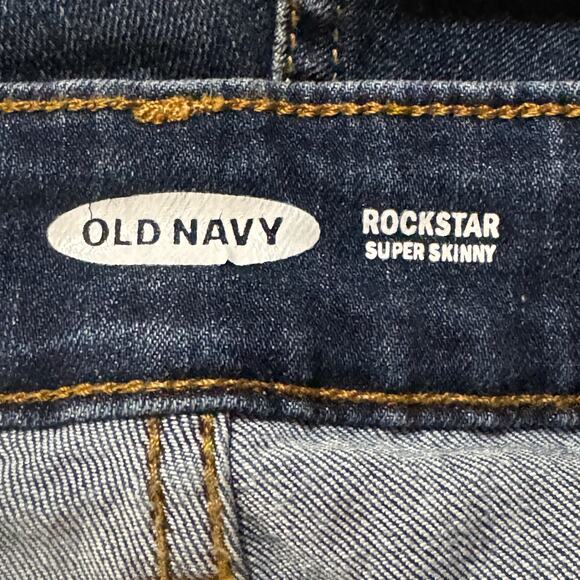Old Navy Rockstar Super Skinny SZ 22 Plus Jeans Stretch Whiskered Dark Wash Blue - Picture 7 of 8
